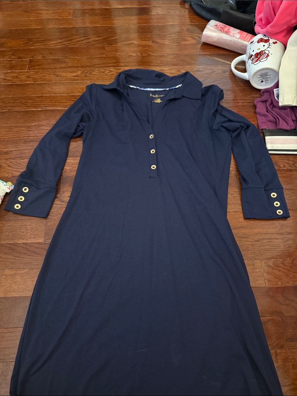 Lilly Pulitzer Navy Long-Sleeve Polo Dress